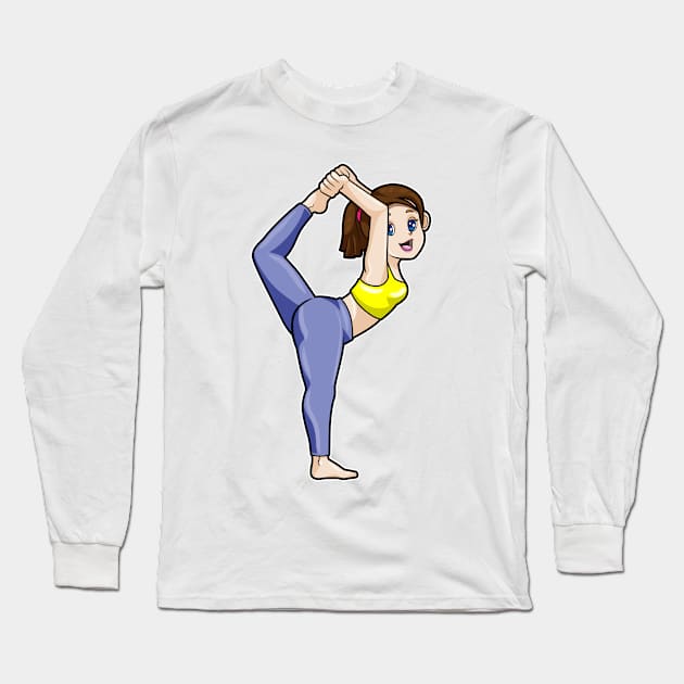 Woman at Yoga Stretching exercises Legs Long Sleeve T-Shirt by Markus Schnabel